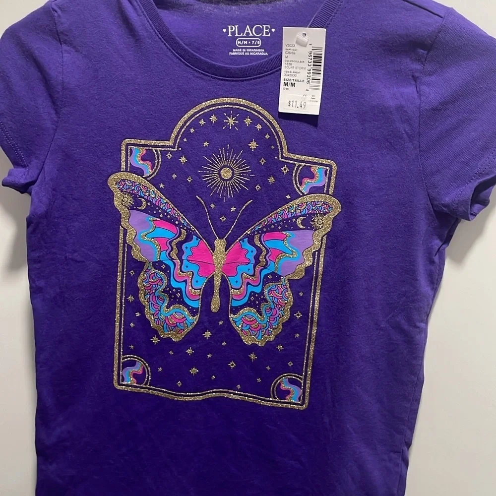 The Children's Place Purple Tee with Colorful Butterfly
